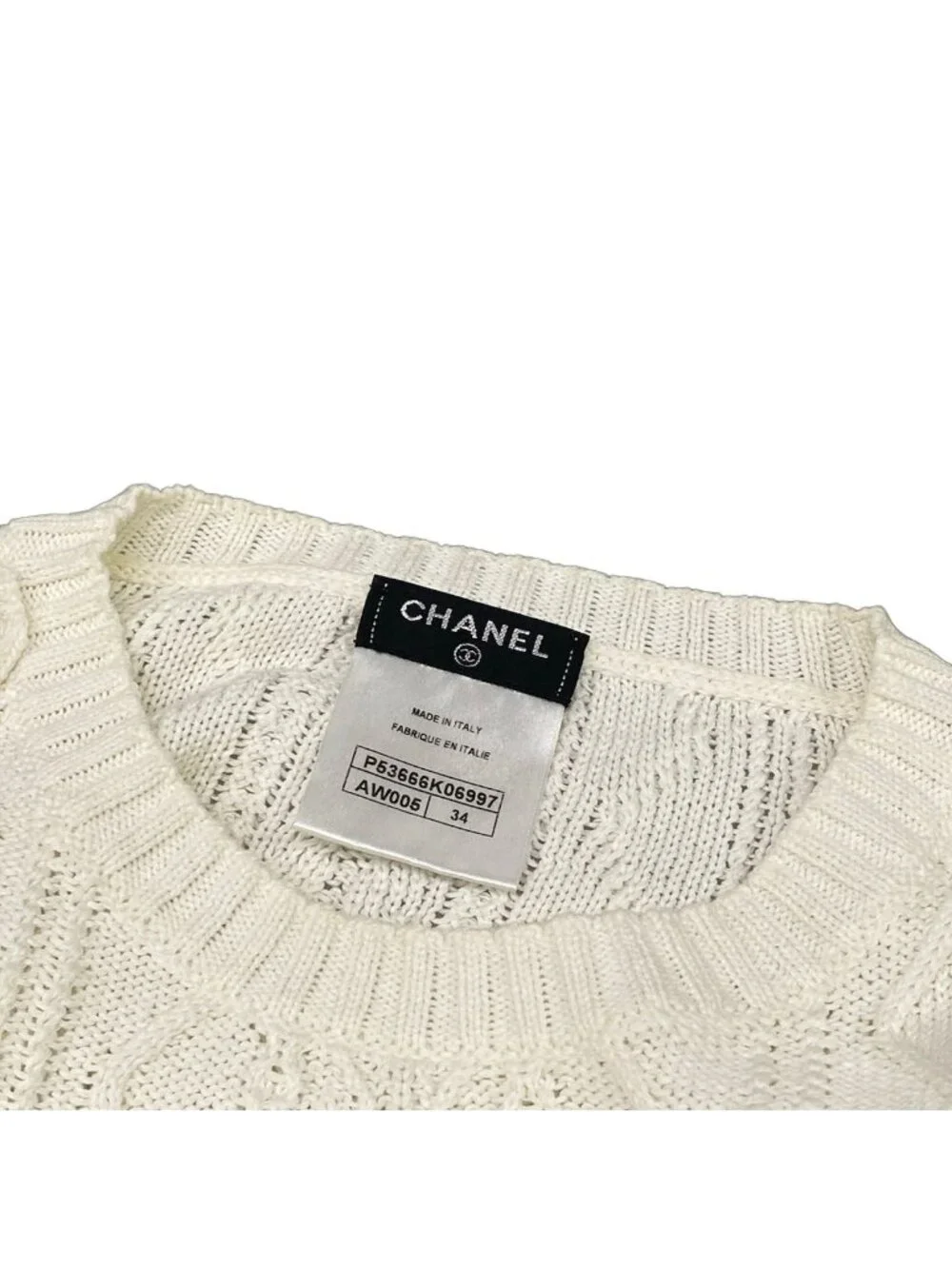 Chanel Long Sleeve Sweater 34 S White Cotton